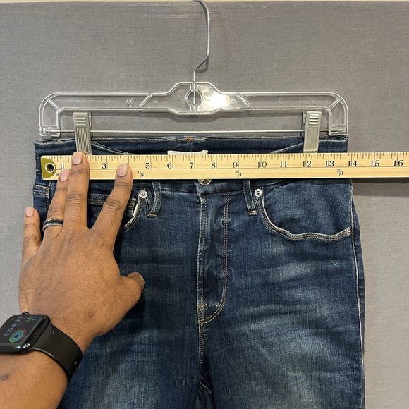 Good American Tapered Leg Skinny Jeans Women's 8/29 Blue High Rise Distressed - Picture 8 of 12